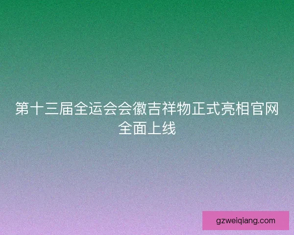第十三届全运会会徽吉祥物正式亮相官网全面上线